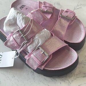 Zara Pink Sandals with Adjustable Buckles